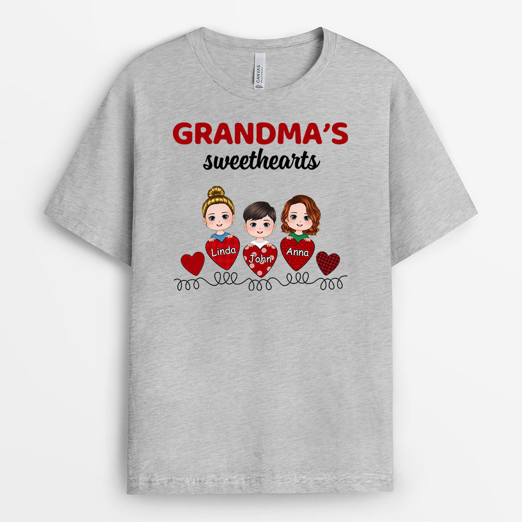 0783AUK1 Personalised T shirts Gifts Heart Grandma Mum