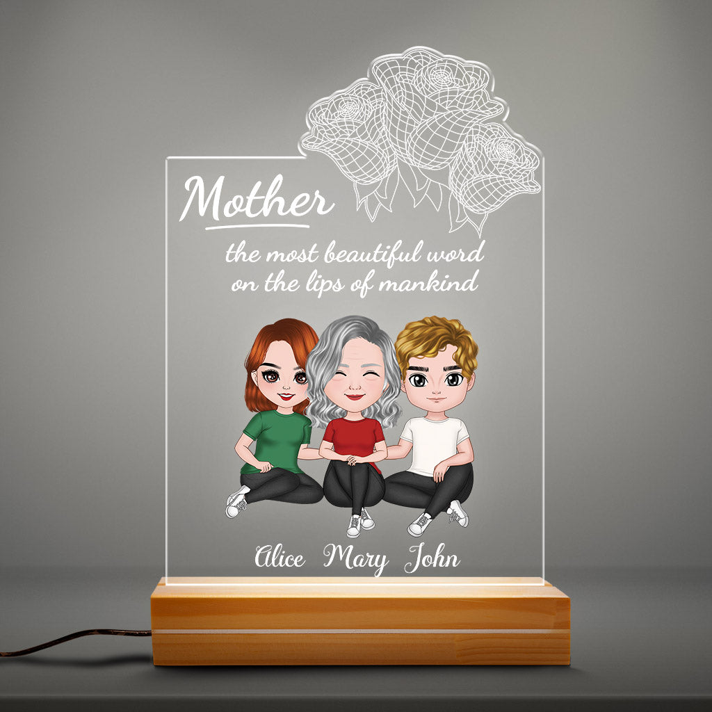 0801LUK3 Personalised 3D LED Light Gifts Mother Grandma Mum