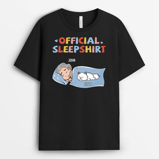 0804AUK1 Personalised Gifts T shirts Sleeping Girl Cat Lovers