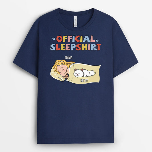 0804AUK2 Personalised Gifts T shirts Sleeping Girl Cat Lovers