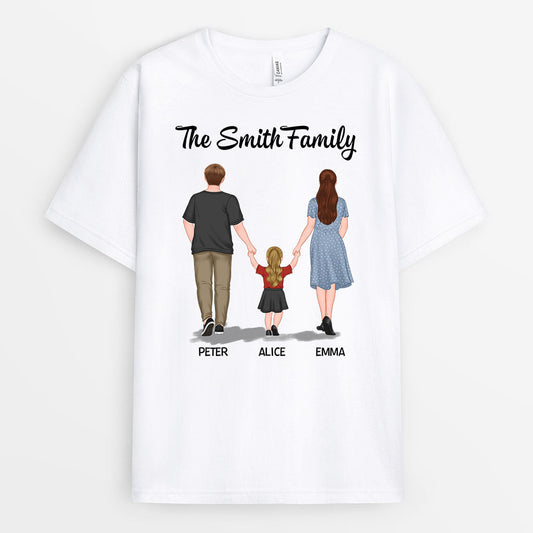 0844AUK1 Personalised T shirts Gifts Holding Hand Family