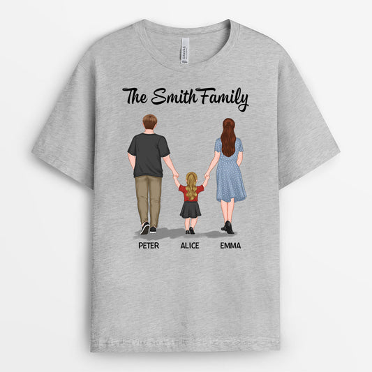 0844AUK2 Personalised T shirts Gifts Holding Hand Family