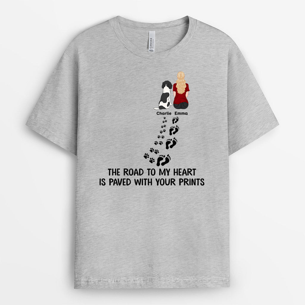 0858AUK2 Personalised T shirts Gifts Pawprint Dog Lovers