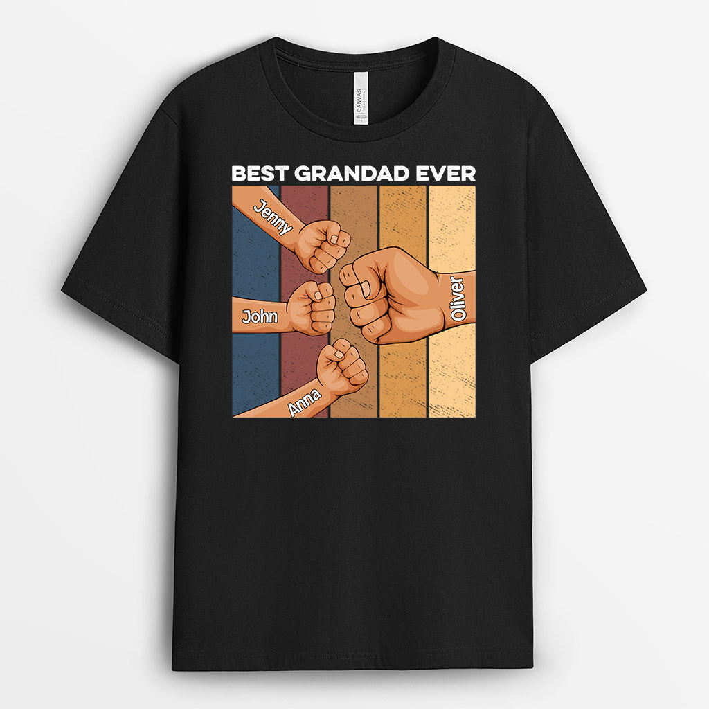 0868AUK2 Personalised T shirts Gifts Fist Bump Grandad Dad