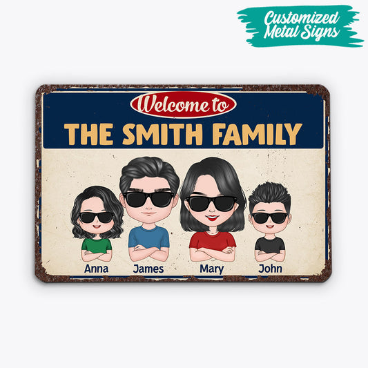 0896EUK2 Personalised Metal Sign Gifts Family Mum Dad