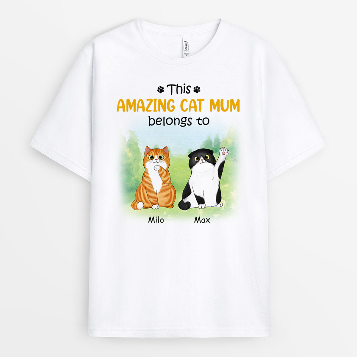 0902AUK1 Personalised T shirt Gifts Flower Cat Lovers